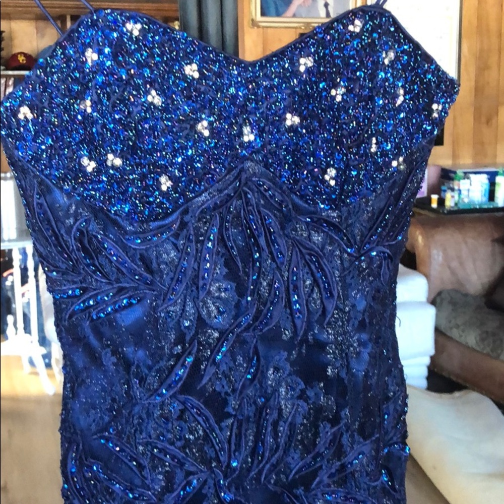 Chicas strapless blue formal dress
